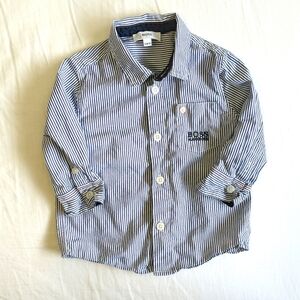 Hugo Boss striped collared button down dress shirt 12 months baby boy